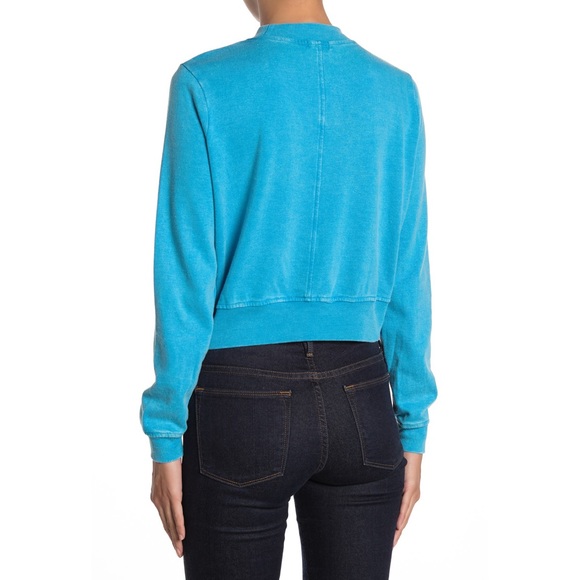 love, Fire Cropped Sweatshirt Hawaiian Surf Blue - Picture 2 of 9